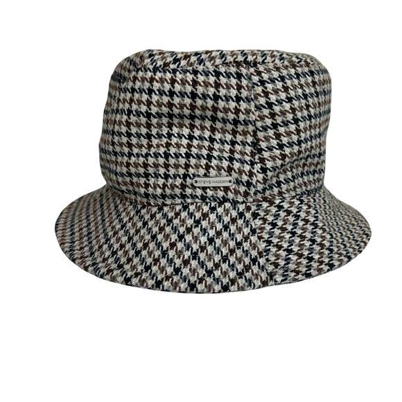 Steve Madden Plaid Houndstooth Bucket Hat - Picture 3 of 10